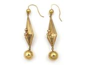 Victorian seed pearl hollow kite and sphere pendant earrings image