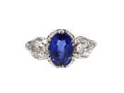 Antique Burmese Sapphire &amp; Diamond Three Stone Ring image