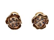 Retro Pansy Diamond &amp; Sapphire Cluster Earrings in 9kt Yellow Gold image