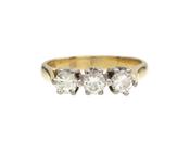 Vintage Three Stone Diamond Ring in 18kt Yellow Gold image