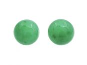 French Vintage Jade Cabochon Stud Earrings in Platinum image