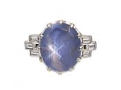 1950s Star Sapphire &amp; Baguette Diamond Ring image