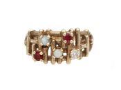 1970s Multi-Gem Set Twiggy Ring in 10kt Yellow Gold image