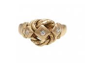 Antique Diamond Three Stone Knot Ring in 18kt Gold image