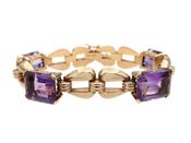 1940s Amethyst &amp; 18kt Yellow Gold Open Link Bracelet image