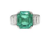 4.60ct Colombian Emerald &amp; Diamond Solitaire in Platinum image