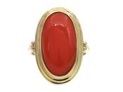Retro Oval Coral Dress Ring in 14kt Yellow Gold image