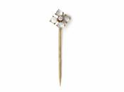 Vintage Quatrefoil Moonstone Stickpin in Yellow Gold