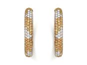 Vintage Yellow Sapphire &amp; Diamond Hoop Earrings in 18kt Gold image