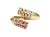 Retro 18kt Yellow Gold Pink Sapphire &amp; Diamond Open Twist Ring image