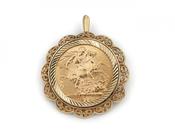 1980s Sovereign Coin Pendant Brooch in 9kt Gold image