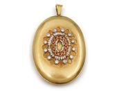 Antique Large Oval Pendant set with Freshwater Pearls, Rubies &amp; Diamonds image