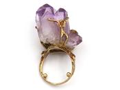 Vintage Amethyst Geode Crystal Dress Ring in 18kt Yellow Gold image