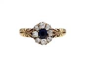 Antique Sapphire &amp; Diamond Coronet Cluster Ring in 18kt Gold image
