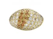 18kt Yellow Gold Cognac Diamond &amp; Diamond Bombe Cluster Ring image