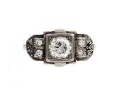 Art Deco Diamond Fancy Flanked Solitaire Engagement Ring image