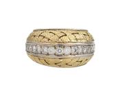 Retro 18kt Woven Yellow Gold Egg Ring Set With Diamonds image