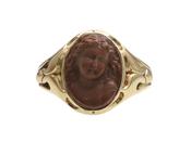 Retro Lava Cameo of a Whimsical Lady in 18kt Yellow Gold image