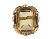 1970s Large Citrine Dress Ring in Yellow Gold image