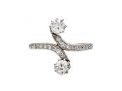 Edwardian Diamond Two Stone Twist Ring in Platinum &amp; 18kt Gold image