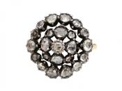 Early Victorian Rose Cut Diamond Circular Cluster Ring in Silver on Gold image
