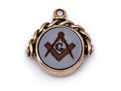 1887 Round Sardonyx &amp; Bloodstone Freemason Fob