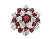 Vintage Oscar Heyman Bros. ruby and diamond fancy cluster ring image