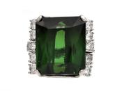 1960s Tourmaline &amp; Diamond Cocktail Ring in Platinum image