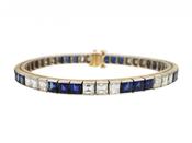Art Deco Diamond &amp; Sapphire Line Bracelet image