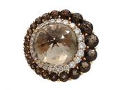 Modern smokey quartz and diamond cocktail ring in 18kt rose gold image
