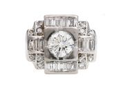 Retro geometric diamond cluster ring in platinum image