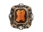 Vintage Topaz &amp; Diamond Ring in Silver &amp; Yellow Gold image
