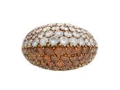 1980s Cognac Diamond &amp; Diamond Bombe Cluster Ring in 18kt Gold image