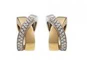 Vintage two tone cross over diamond and yellow gold earrings image