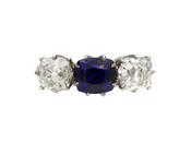 Antique sapphire and Peruzzi cut diamond three stone ring image