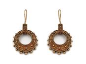 Victorian yellow gold hollow open hoop drop earrings image