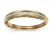 Vintage Carre Cut Diamond Hinged Bangle in 18kt Yellow Gold image