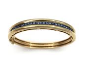 Vintage Channel Set Sapphire Hinged Bangle in 18kt Yellow Gold image