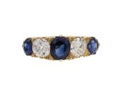 Victorian carved sapphire and diamond five stone ring image