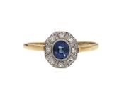 Art Deco Sapphire &amp; Diamond Octagonal Cluster Ring image