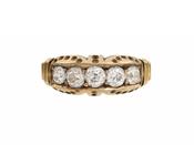 1882 Old Mine cut diamond five stone ring in 18kt gold image