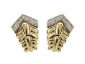 Vintage Italian diamond and 18kt yellow gold chevron drop earrings image