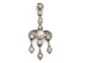 Edwardian natural pearl and diamond girandole pendant image