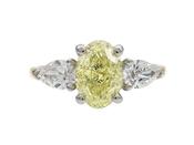 Brilliant Cut Oval Yellow Diamond &amp; Diamond Three Stone Engagement Ring in 18kt Gold image