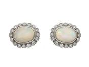 1980s Opal &amp; Diamond Floral Cluster Earrings in 18kt White Gold image
