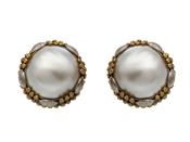 1950s mabe pearl white and yellow 14kt gold clip-on earrings image
