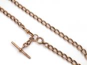 Antique open curb link Albert chain in 9kt rose gold image