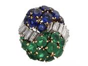 Mauboussin diamond, sapphire and emerald knot cluster ring image