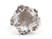 Vintage Swedish Sterling Silver &amp; Rock Crystal Cocktail Ring image