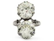 Antique Italian Two Stone Diamond Convertible Ring &amp; Earrings in Platinum image